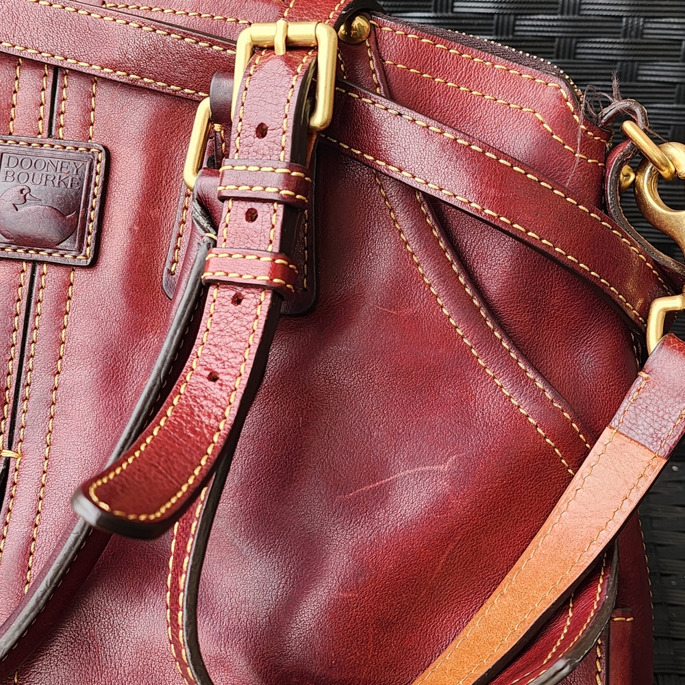 Dooney & Burke Florentine Clayton Burgundy Leather Handbag - Picture 12 of 16